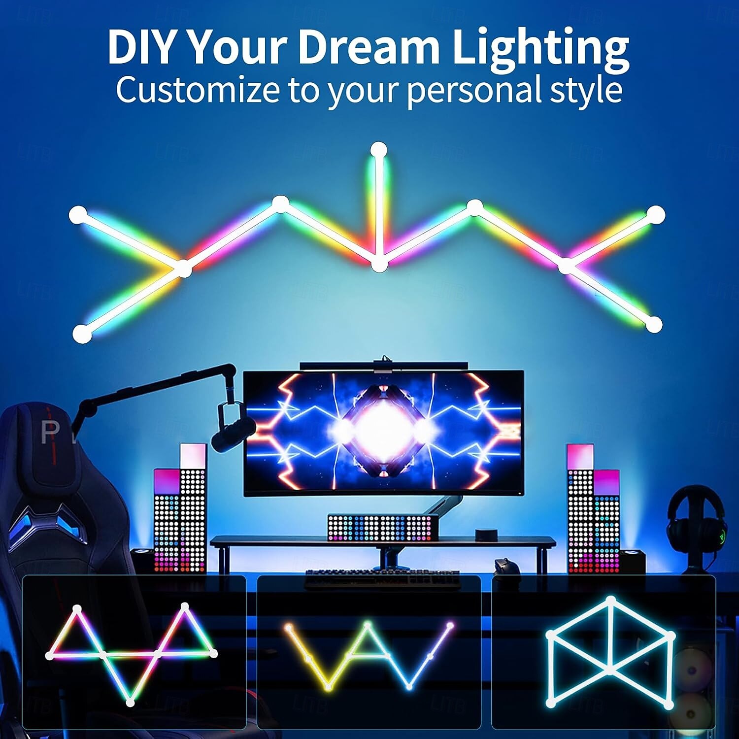 RGB светодиодные умные светильники игровые линии света Bluetooth приложение музыкальная синхронизация домашнего стенового креативного освещения световые панели с 24-кнопочным RF пультом управления 2025 - $95.99 –P11