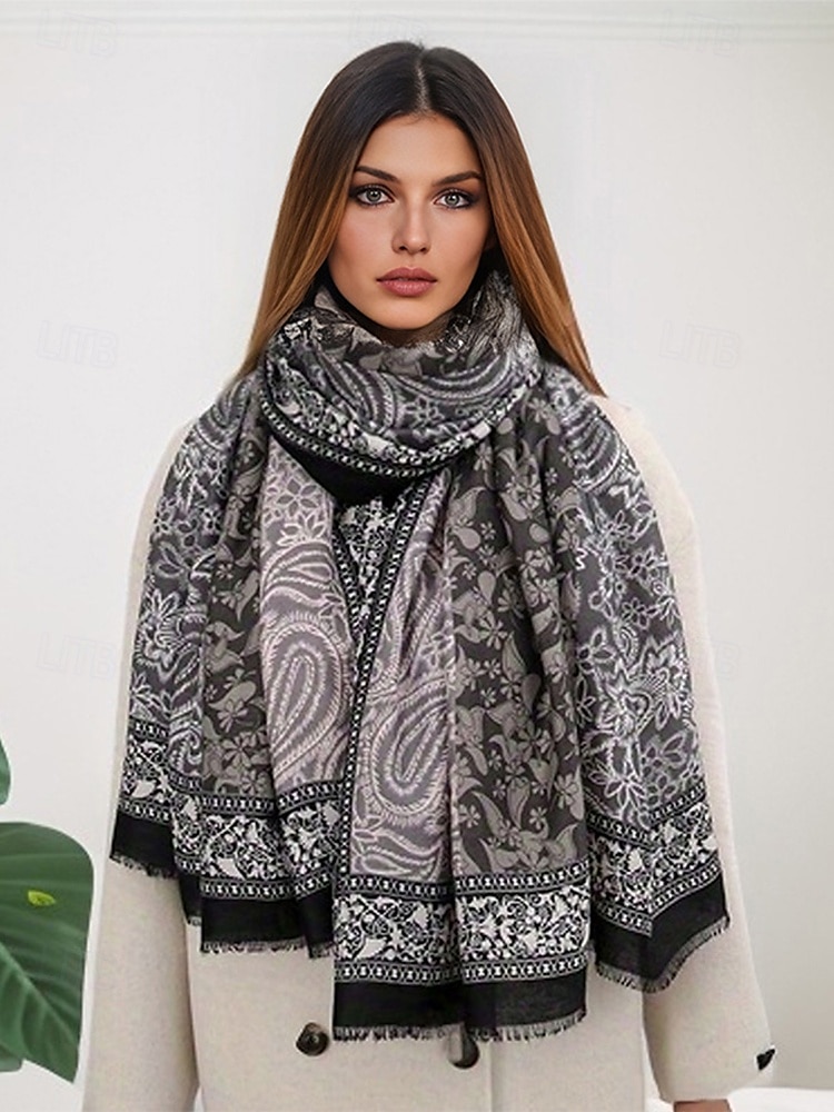écharpe surdimensionnée à imprimé cachemire vintage pour femme - châle doux et chaud pour l'hiver, tenue décontractée et formelle de 2025 ? $14.99 –P3