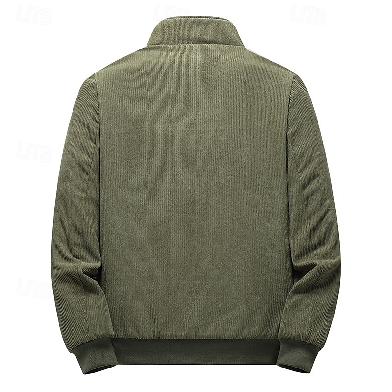 Herren Winterjacke Cordjacke Fleecejacke Freizeitjacke Täglich Urlaub warm Tasche Vlies Herbst Winter Glatt Modisch Strassenmode Ständer Standard Schwarz Gelb Armeegrün Grau Jacken 2025 - $41.99 –P12