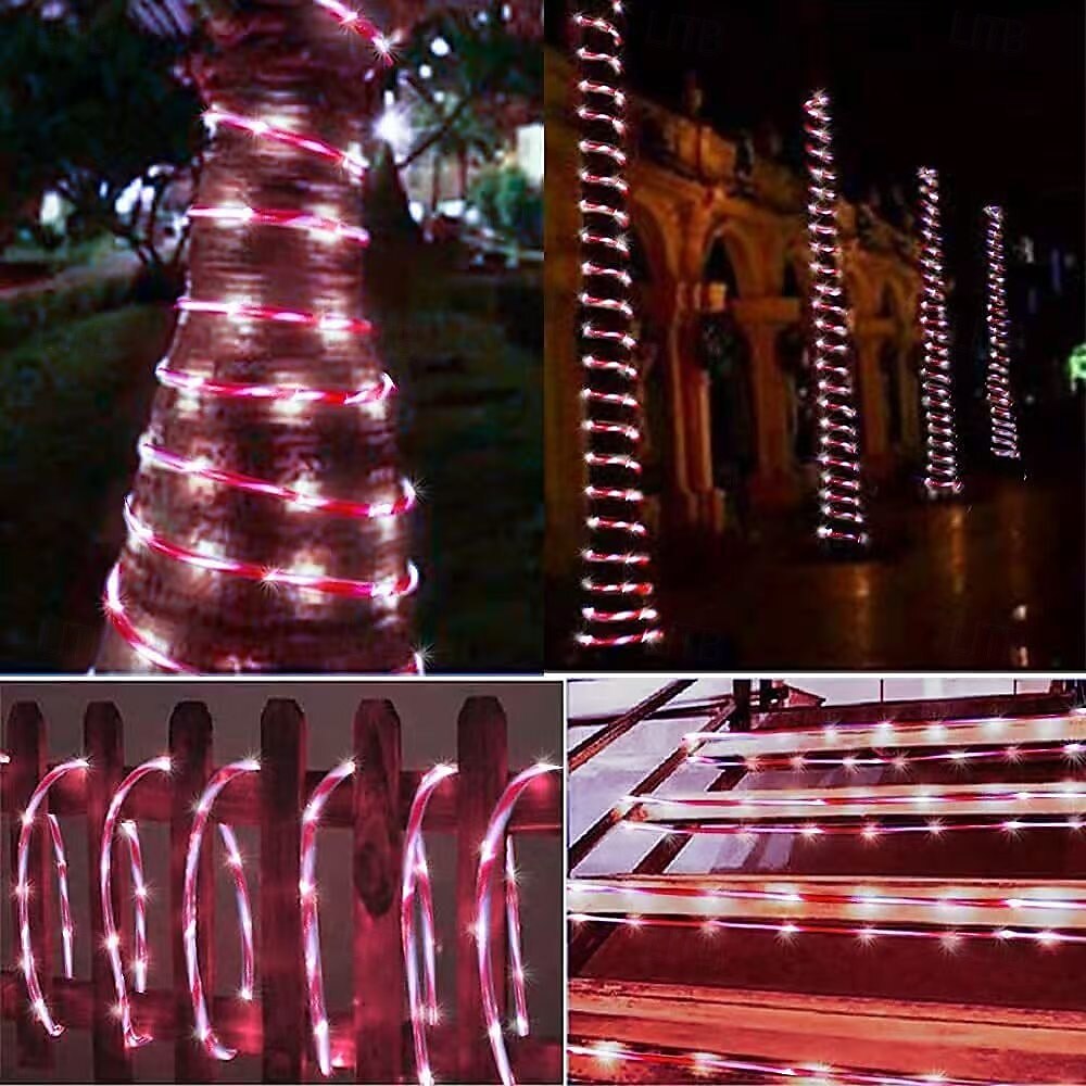 Remote Control USB Candy Color Peppermint Tube Christmas String Lights, 5m 50 LEDs - 8 Modes Waterproof Indoor/Outdoor Holiday Decoration for Tree, Garden, New Year Party 2025 - $17.49 –P8