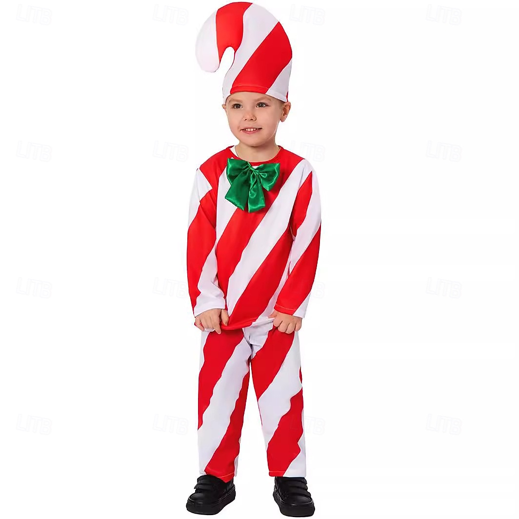trestie de bomboane Costum Bărbați Băieți Crăciun Ajunul Craciunului Costum Cosplay Adulți Pentru copii Crăciun Vârf Pantaloni Guler Pălărie 2025 - $38.99 –P7