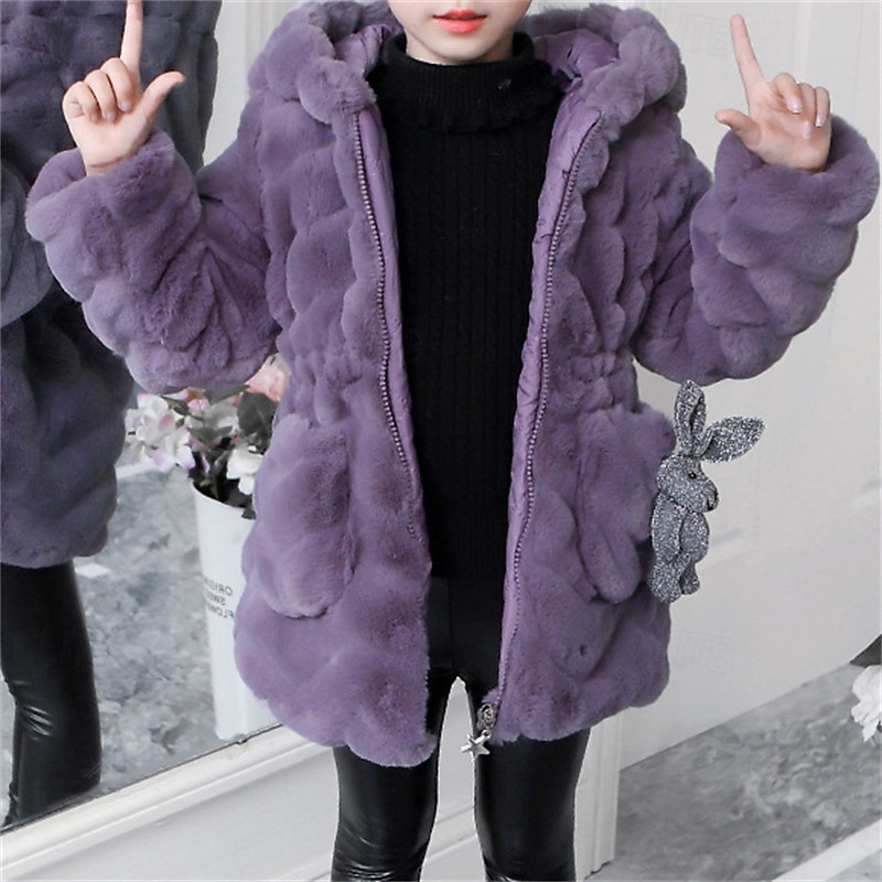 Kinderen Voor meisjes Jas van imitatiebont Effen Kleur leuke Style School jas bovenkleding 4 jaar + Herfst Blozend Roze Paars 2025 - $40.99 –P7