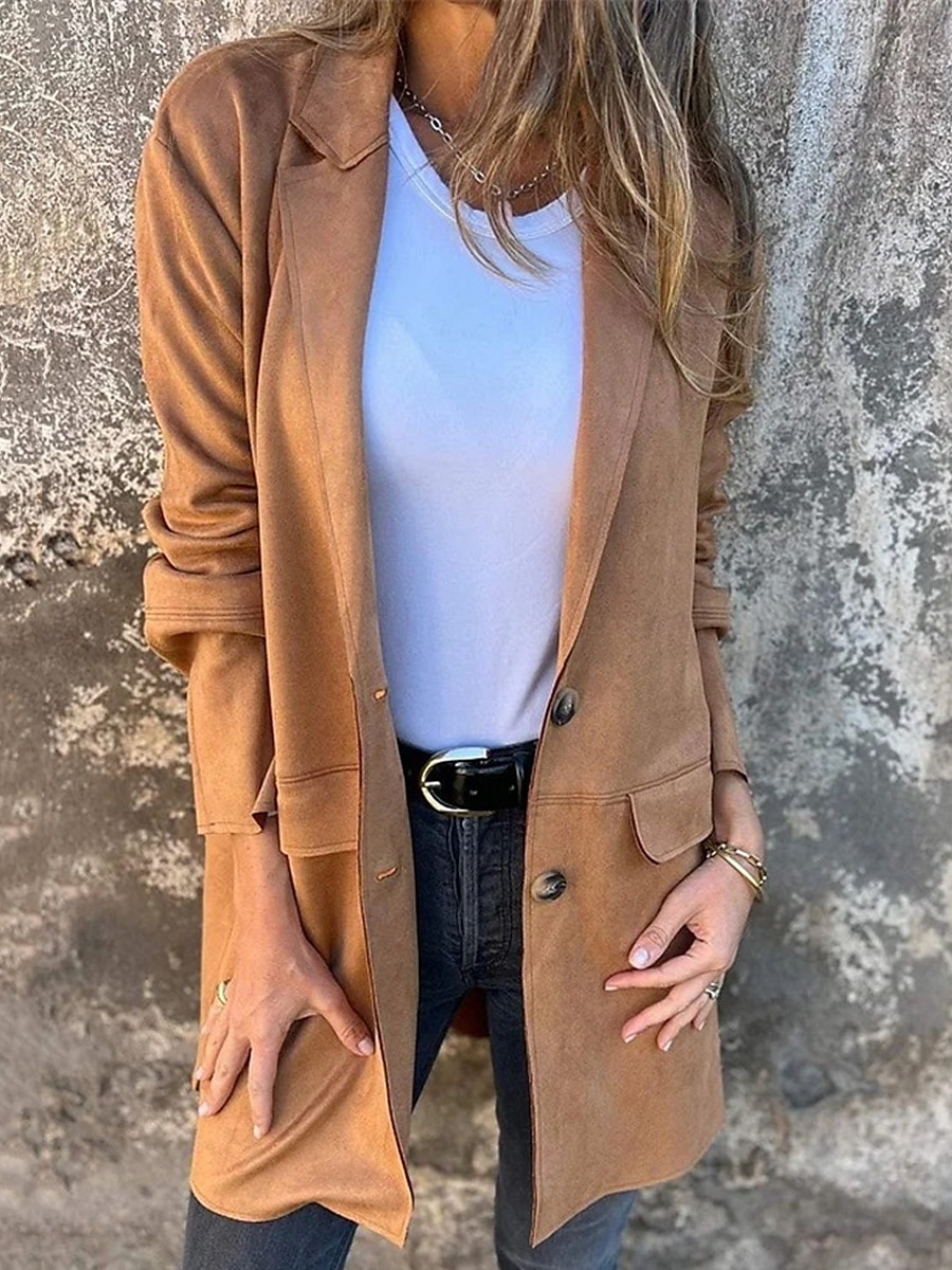 Manteau Femme Extérieur Plein Air Usage quotidien mode Décontractées Avec poches Normal Manteau Noir Marron Kaki Automne Hiver Boutonnage Simple Col rabattu Standard S M L XL 2XL de 2025 ? $52.99 –P1