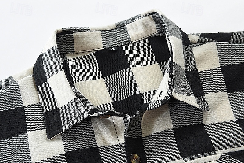 Per uomo Camicia Camicia di flanella Sovracamicia A quadri Esterno Strada Nero Rosso Blu Manica lunga Primavera & Autunno Abbigliamento del 2025 a $9.59 –P8