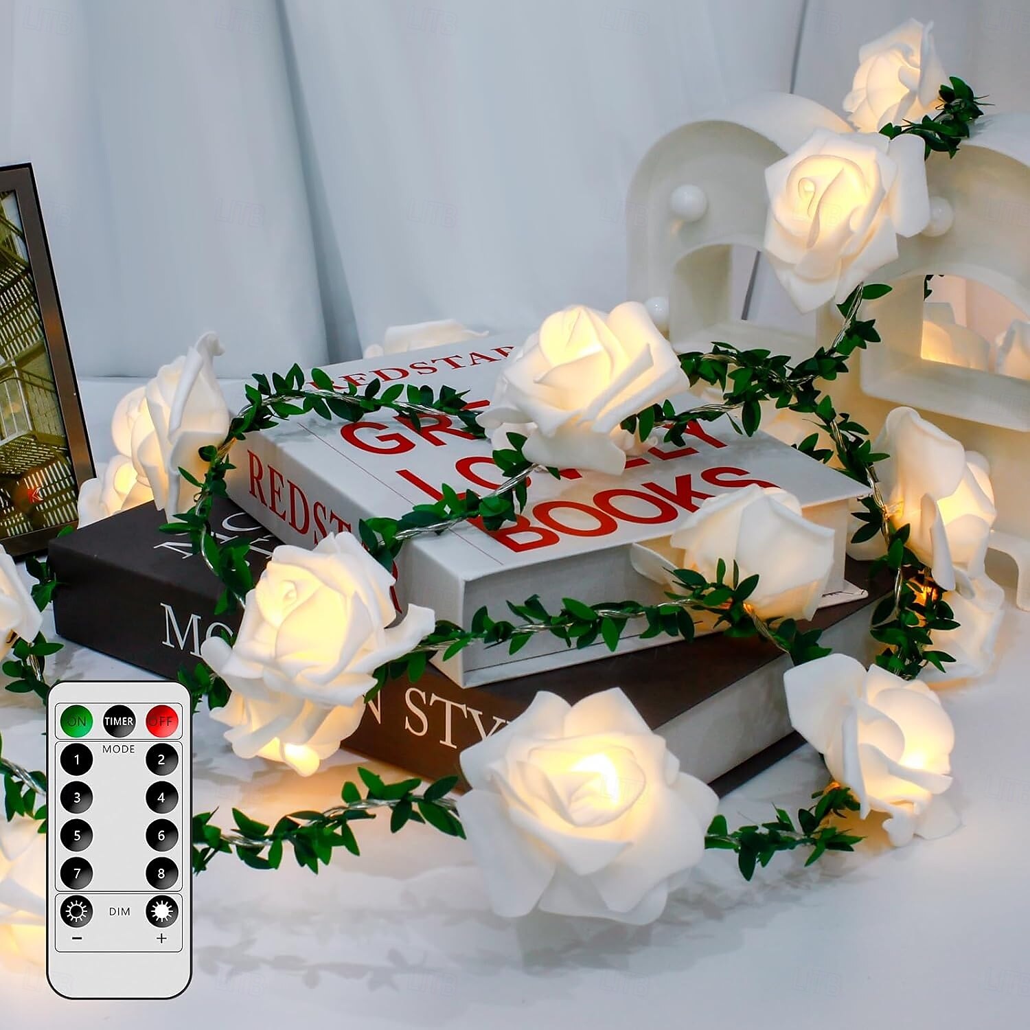 2025年 バレンタイン シミュレーション バラのつる 妖精 ストリング ライト リモコン 8 モード 照明 3m 20LED 結婚式 休日 新年 パーティー 自宅 寝室 バルコニー 庭 装飾  コレクション – $20.99 –P3