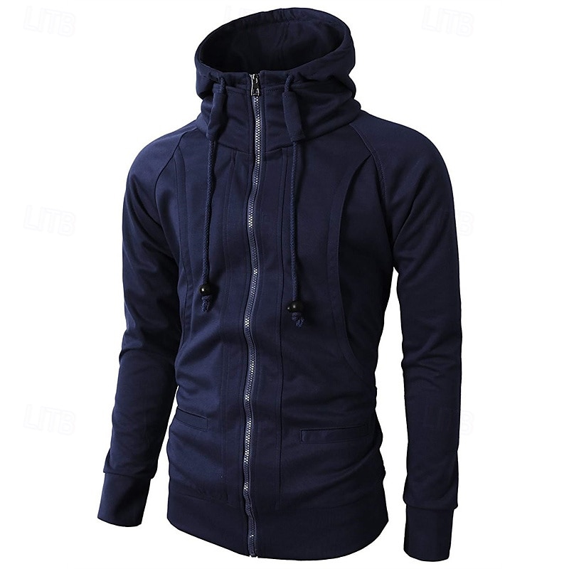 Voor heren Hoodie met rits Hoodie met volledige rits Fleece hoodie Zwart Wijn Leger Groen Marineblauw Khaki Capuchon Effen Rits omhoog Zak Sport & Outdoor Dagelijks Feestdagen Polyester Streetwear 2025 - $20.99 –P18