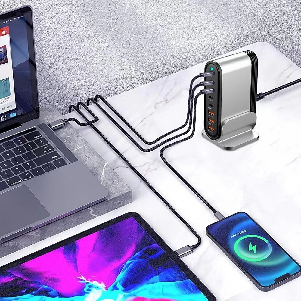 Cargador de nitruro de galio gan pd de 200 w, adaptador de soporte de escritorio de aleación de aluminio 5c3a, cargador multifunción de 200 w 2025 - $91.99 –P1
