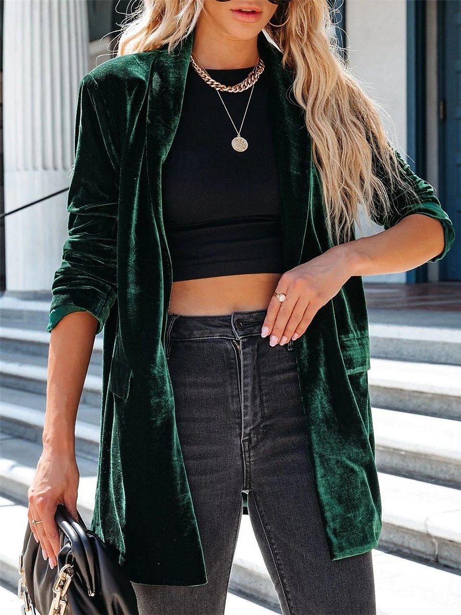 Manteau d'hiver Femme Extérieur Plein Air Usage quotidien mode Décontractées Avec poches Normal Manteau Rose Claire Vin Vert foncé Automne Hiver Ouvrir le devant Sans col Standard S M L XL 2XL de 2025 ? $31.99 –P5