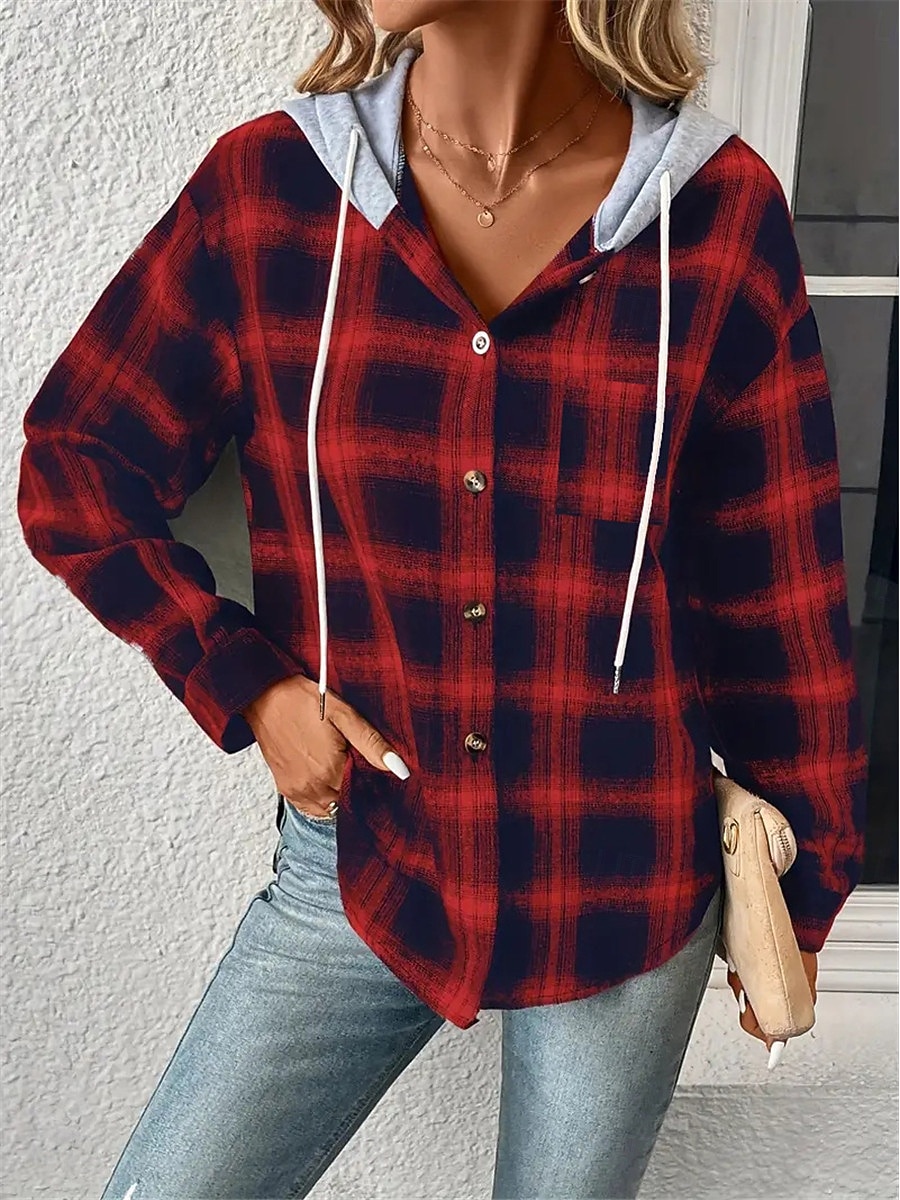Veste décontractée Femme Extérieur Plein Air Usage quotidien mode Décontractées Avec poches Imprimer Normal Manteau Rose Claire Rouge Marron Automne Hiver Boutonnage Simple Sweat à capuche Standard S de 2025 ? $27.99 –P1