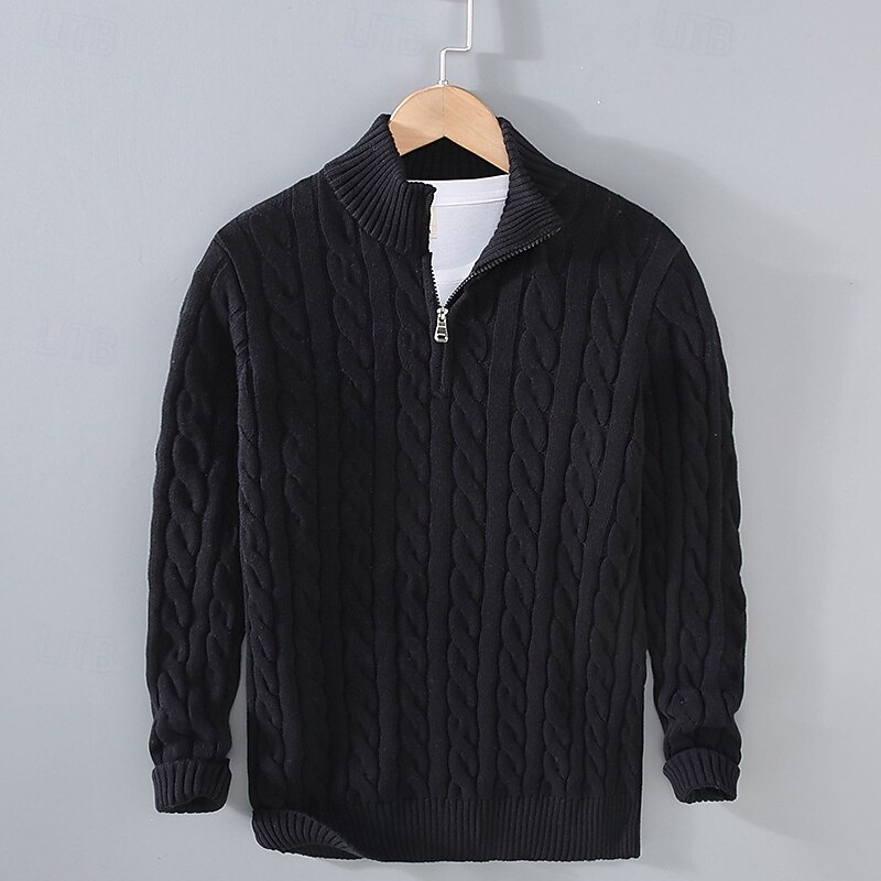 Herren Pullover Pullover mit Viertelreißverschluss Strickpullover Gerippt Stricken Standard Strick Glatt Troyer Halber Reißverschluss Modisch Brautkleider schlicht Freizeitskleidung Verabredung 2025 - $44.99 –P2