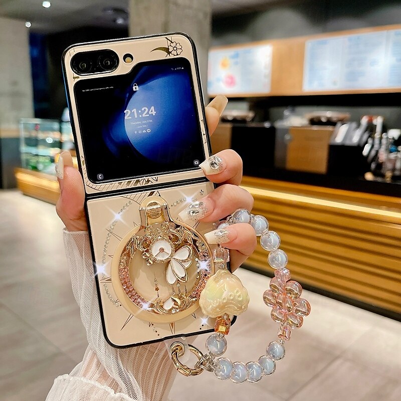 Phone Case For Z Flip 7 Z Flip 6 Z Flip 5 Z Flip 4 Z Flip 3 Back Cover with Stand Holder Magnetic Support Wireless Charging Retro TPU PC 2025 - $21.99 –P8