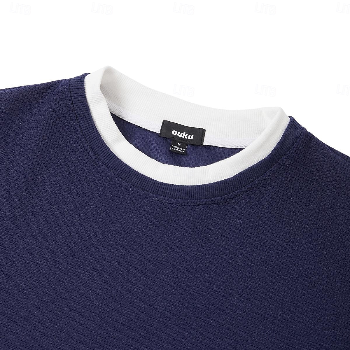 Herren Waffel T-Shirt Pullover Sweatshirt T-Shirt Langarmshirt Langarm Rundhalsausschnitt Frühling & Herbst Einfach Mode Designer Basic Mode Falscher Zweiteiler Urlaub Straße Ausgehen Dunkelbraun 2025 - $28.99 –P4