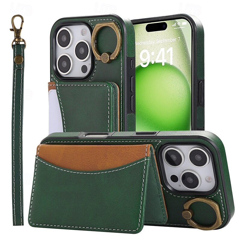 Phone Case For iPhone 16 Pro Max Plus iPhone 15 Pro Max Plus iPhone 14 13 12 11 Pro Max Plus iPhone 14 Pro Max iPhone 13 12 11 Pro Max Back Cover with Stand Holder with Wrist Strap Card Slot Retro 2025 - $21.99 –P2