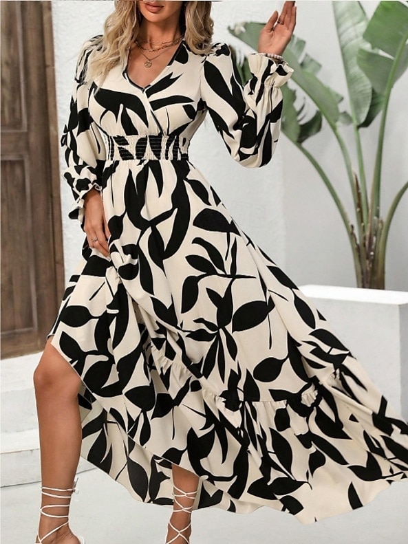 rochie maxi dama cu decolteu in V cu maneca lunga toamna iarna 2025 - $46.99 –P5