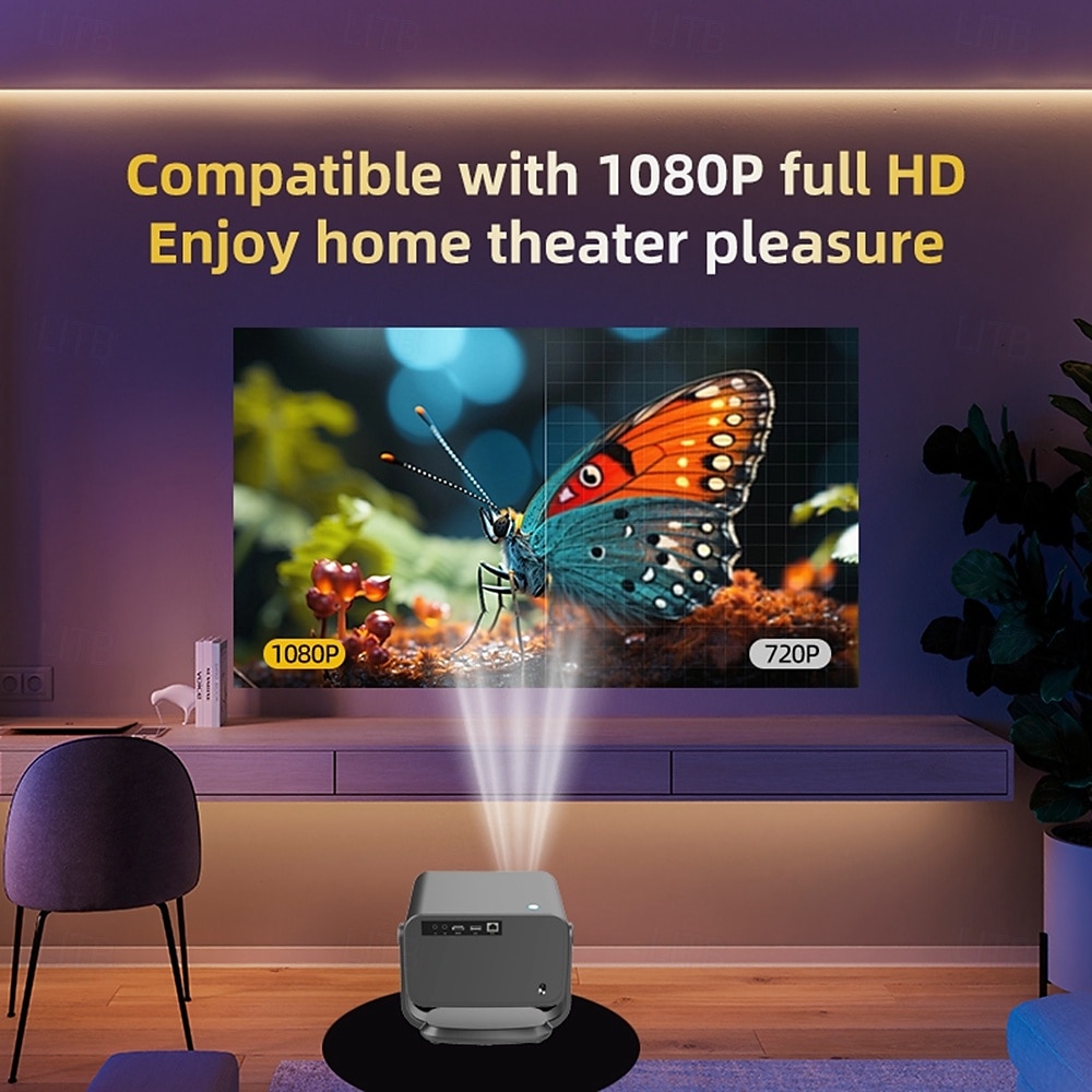 P20pro Smart Mini Projector 3500Lumens 5G Dual Band WiFi Bluetooth 5.1 HD 1080P LED Android 13 Automatic Correction Projector 2025 - $196.99 –P3