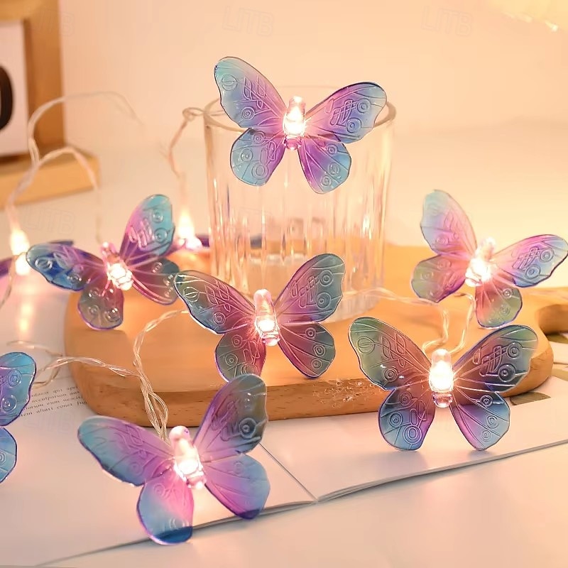 Guirlande lumineuse papillon, 1,5 m/3 m, 10/20 LED, alimentée par batterie, pour Noël en intérieur&amp;décoration extérieure de 2025 ? $13.49 –P2
