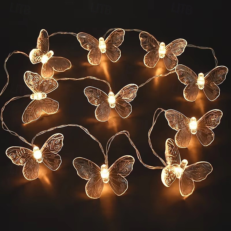 Guirlande lumineuse papillon, 1,5 m/3 m, 10/20 LED, alimentée par batterie, pour Noël en intérieur&amp;décoration extérieure de 2025 ? $13.49 –P7