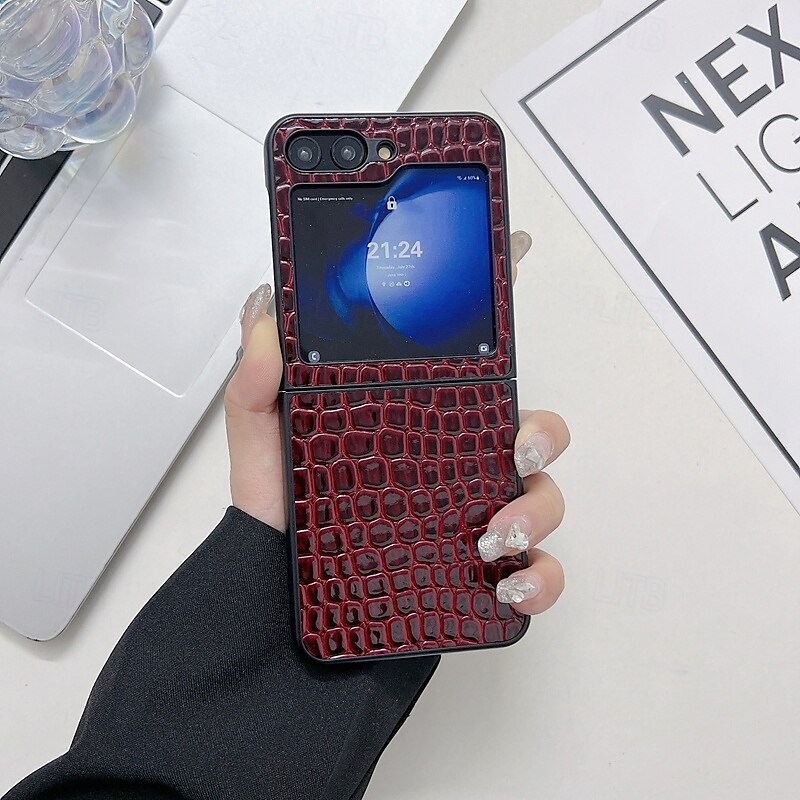 2025年 電話 ケース 用途 Zフリップ6 Z Flip 5 Z Flip 4 Z Flip 3 バックカバー 耐衝撃 レトロ風 TPU PUレザー  コレクション – $14.99 –P14