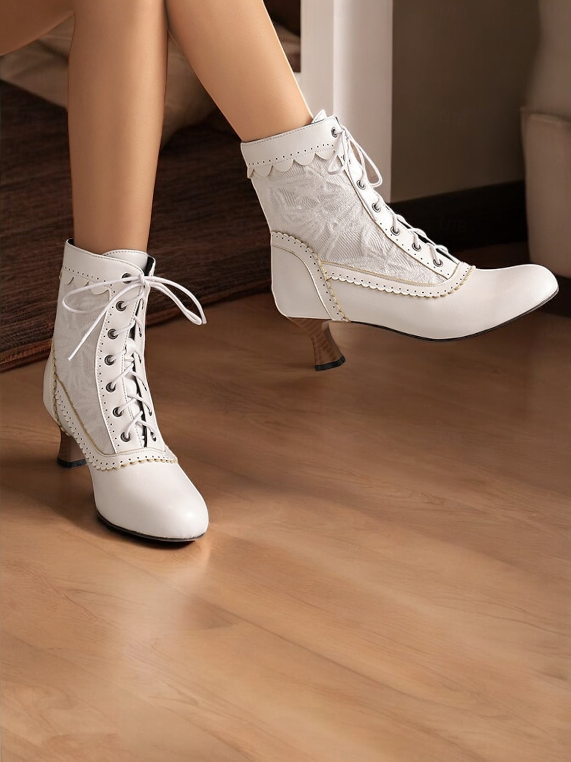Women's Brown Lace-Up Victorian Ankle Boots with Lace Design and Kitten Heel – Vintage Style for Cosplay or Everyday Wear 2025 - $59.99 –P4