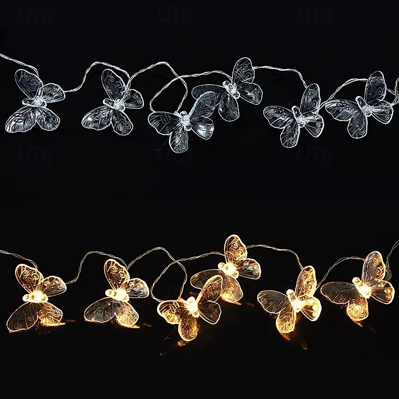 Guirlande lumineuse papillon, 1,5 m/3 m, 10/20 LED, alimentée par batterie, pour Noël en intérieur&amp;décoration extérieure de 2025 ? $13.49 –P9