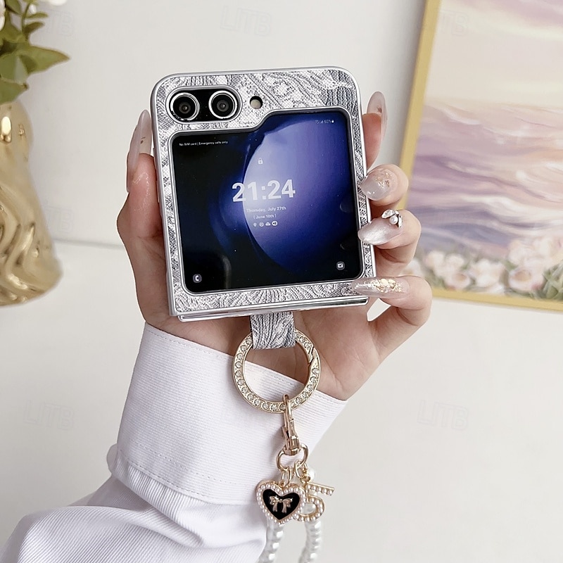 Phone Case For Samsung Galaxy Z Flip 7 Z Flip 6 Z Flip 5 Z Flip 4 Z Flip 3 Back Cover with Wrist Strap Shockproof Retro PC PU Leather 2025 - $20.99 –P5