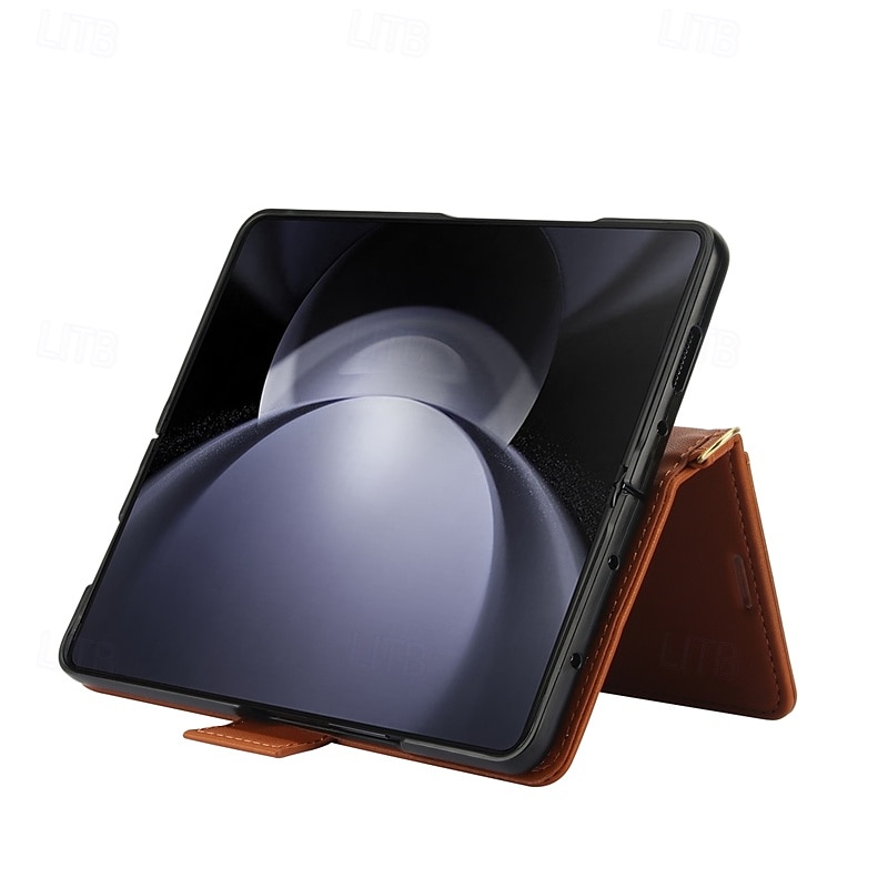 2025年 電話 ケース 用途 Zフォールド6 Z Fold 5 Z Fold 4 Z Fold 3 バックカバー スタンド付き リストストラップ付き カード挿入口 レトロ風 TPU PUレザー コレクション – $19.99 –P1