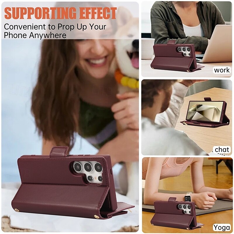 Phone Case For S24 S24 Ultra Plus S23 S22 S21 S20 Ultra Plus FE Wallet Case with Stand Holder Magnetic with Lanyard Retro TPU PU Leather 2025 - $35.99 –P5