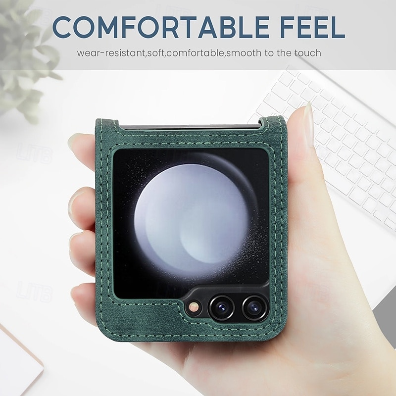 Phone Case For Z Flip 7 Z Flip 6 Z Flip 5 Z Flip 4 Z Flip 3 Back Cover with Stand Holder Card Slot Shockproof Retro TPU PU Leather 2025 - $15.99 –P2