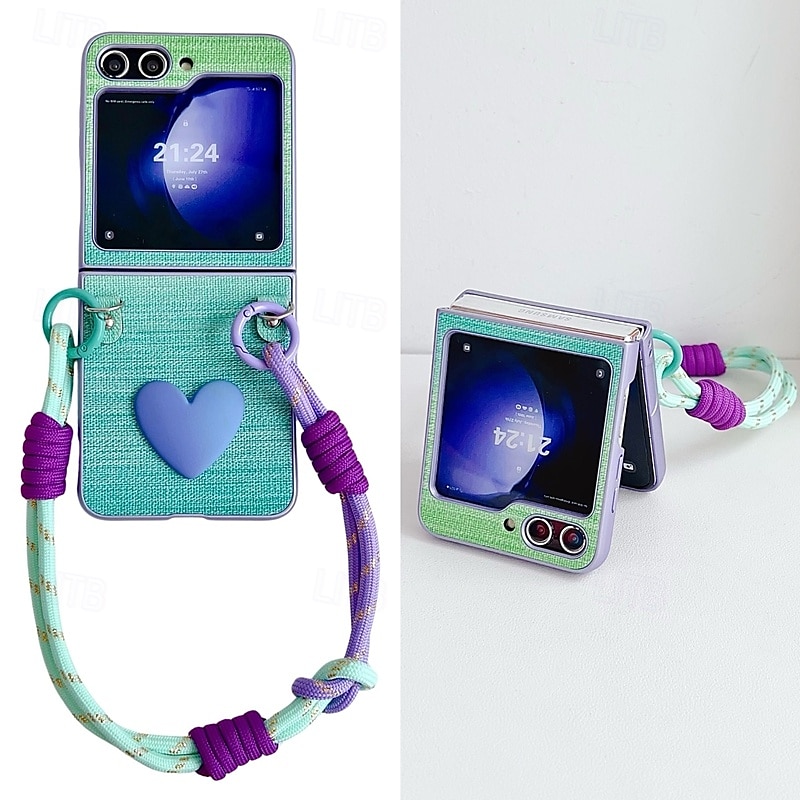 telefoon hoesje Voor Samsung Galaxy Z Flip 7 Z-flip 6 Z Flip 5 Z Flip 4 Z Flip 3 Achterkant met polsband Schokbestendig Retro tekstiili TPU 2025 - $18.99 –P7