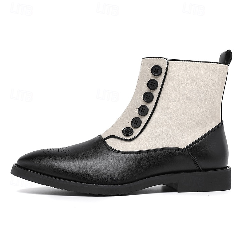 bottines à boutons en similicuir bicolore pour hommes – bottines de style victorien vintage pour occasions formelles et décontractées de 2025 ? $59.99 –P8
