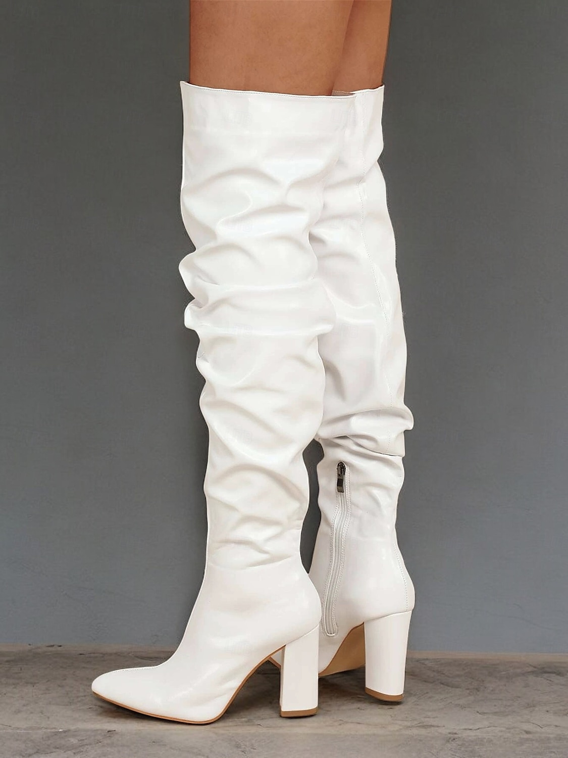 botas femininas pretas largas acima do joelho – bico fino estiloso com salto bloco para moda de inverno e roupas de noite de 2025 por $59.99 –P7