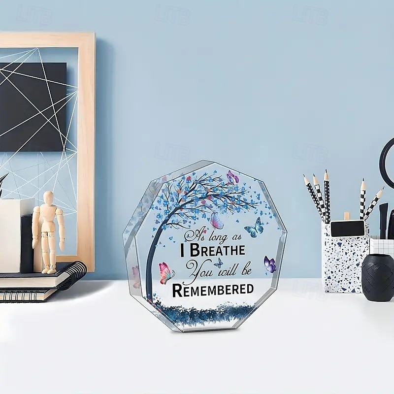 placa memorial acrílica enquanto eu respirar, você será lembrado placa memorial octogonal acrílica, presente de lembrança atencioso de 2025 por $9.99 –P3