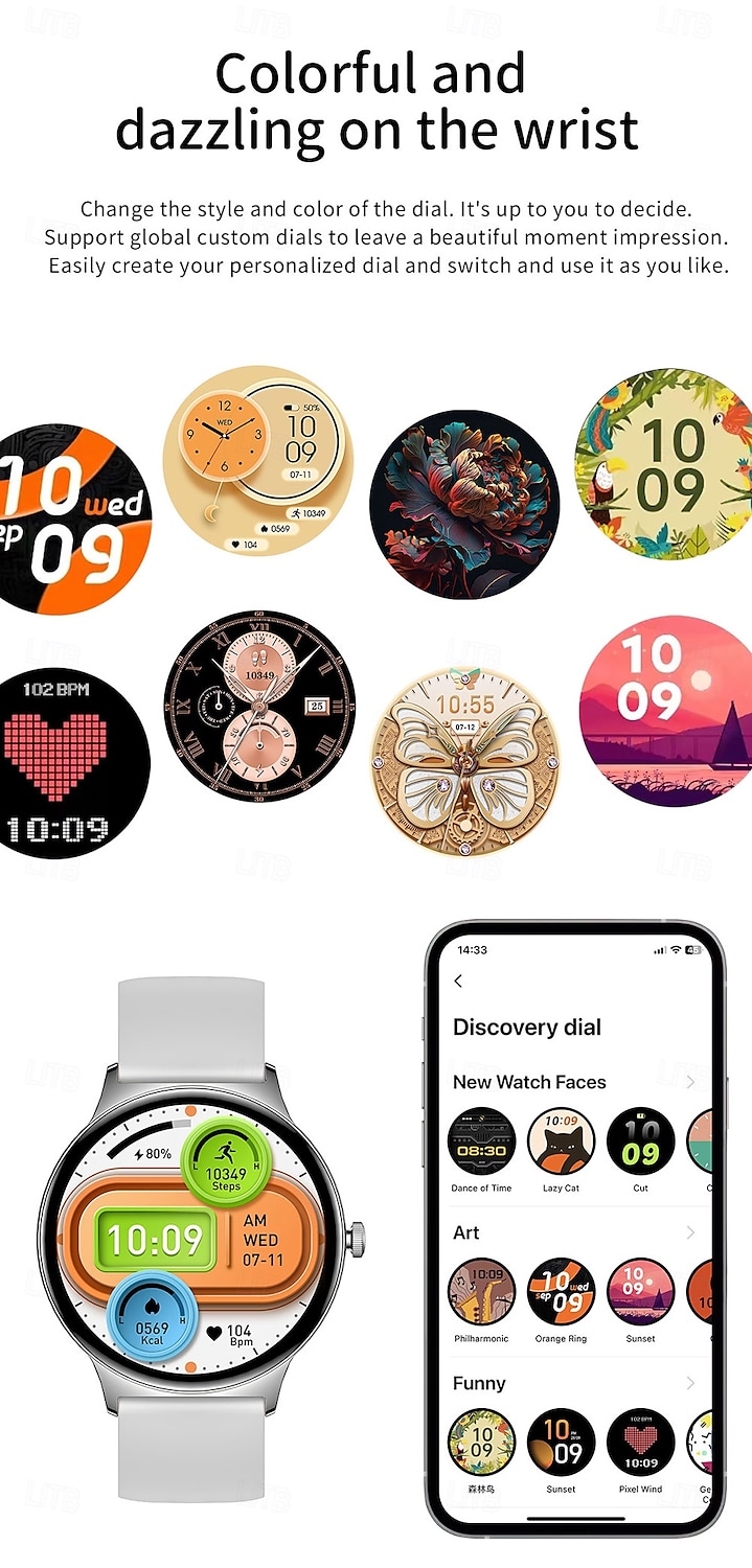 2025年 imosi 1.43インチ AMOLED スマートウォッチ フィットネス ランニングウォッチ Bluetooth 歩数計 通話リマインダー アクティビティトラッカー Android iOS 対応 女性 男性 長時間待機 ハンズフリー通話 防水 IP67  コレクション – $55.99 –P8