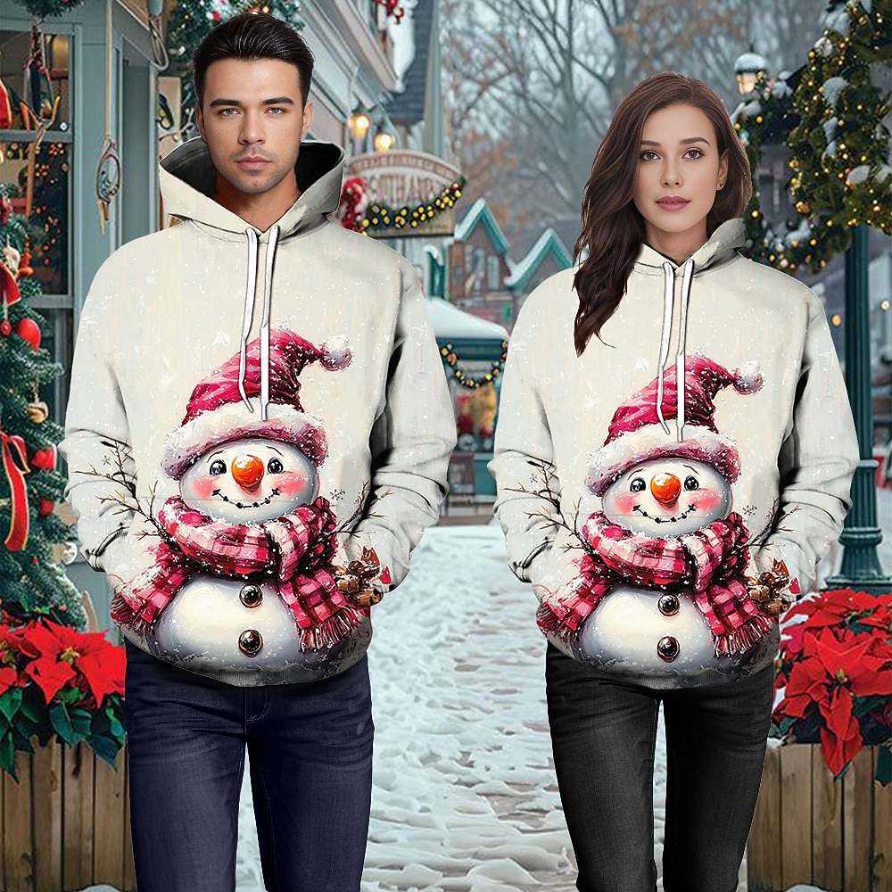 Navidad Muñeco de Nieve Sudadera Sudadera con capucha navideña divertida 3D Navidad Bolsillo delantero Gráfico Para Pareja Hombre Mujer Adulto Navidad Carnaval Impresión 3D Fiesta Festival 2025 - $29.99 –P1