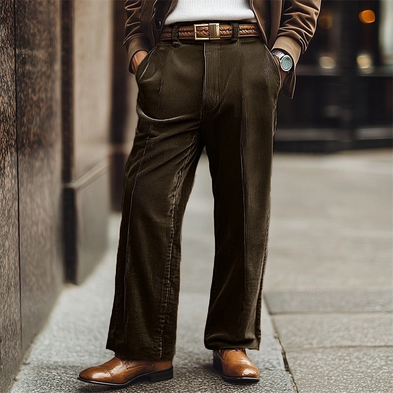 Herren Anzughosen Cordhose Hose Hosen Schlabberhose Faltenhose Tasche Gerade geschnitten Glatt Komfort Weich In voller Länge Party Geschäft Täglich Modisch Strassenmode Schwarz Marineblau 2025 - $25.99 –P4