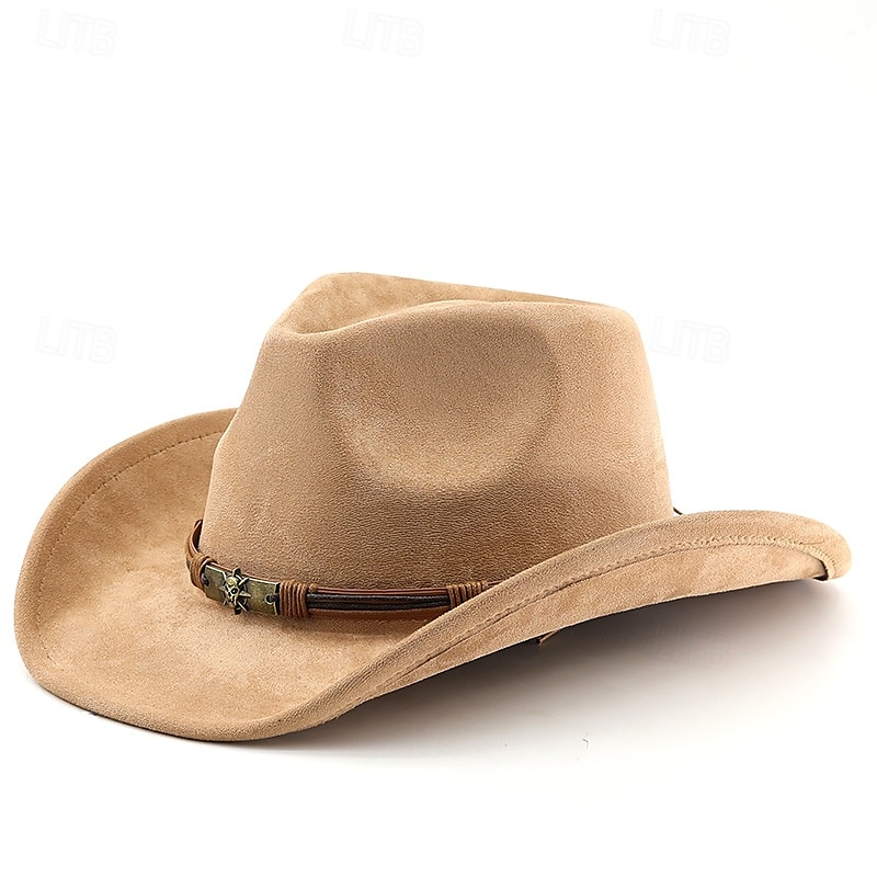 Herre Solhatt Cowboyhatt Fedora Trilby-hatt Svart Kamel Ull Gammeldags stil Mote 18. århundre delstaten Texas Daglig Temafest Ensfarget / vanlig farge Solkrem Cosplay 2025 - $22.99 –P8