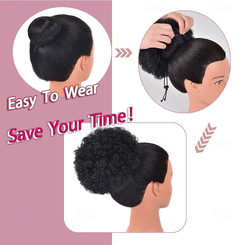 Afro Puff Clip On Synthetic Ponytail Extension for Black Women Short Kinky Bun for Natural Hair 2025 - $14.49 –P7