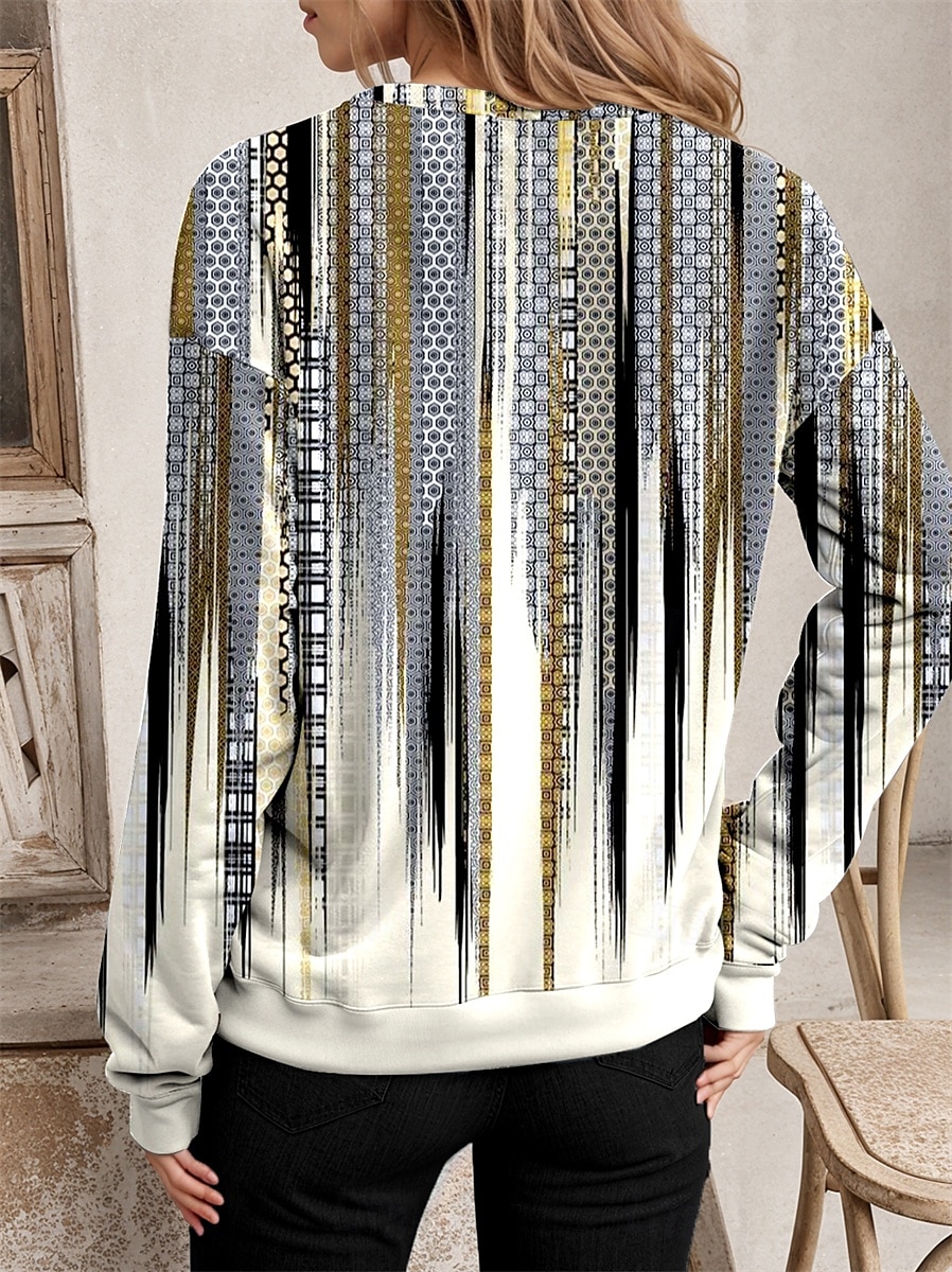 Suéter de mujer con cremallera en el cuello gráfico moda diaria impresión casual cuello redondo de manga larga micro-elástico otoño invierno confort transpirable tejido suave 2025 - $27.99 –P2
