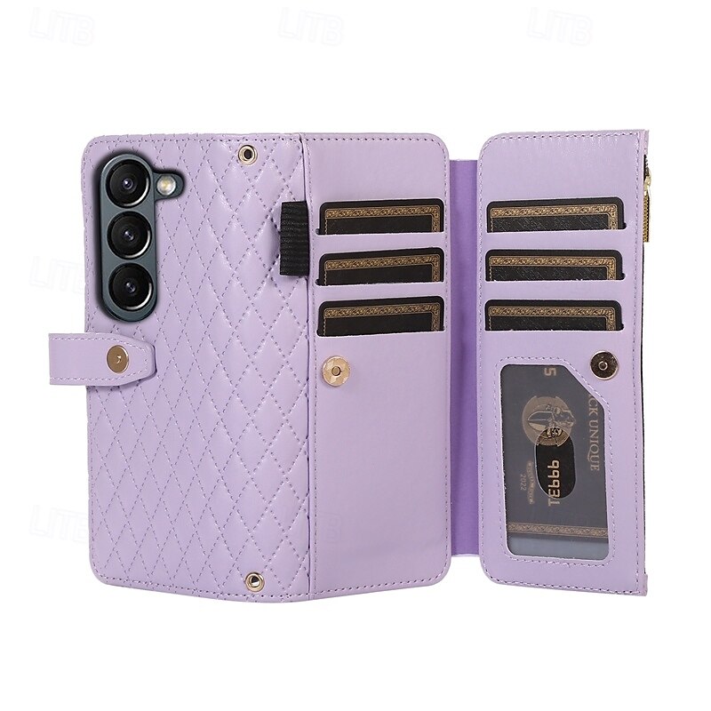 Phone Case For Z Fold 6 Z Fold 5 Z Fold 4 Z Fold 3 Flip Cover with Stand Holder Zipper with Wrist Strap Retro TPU PU Leather 2025 - $23.99 –P7