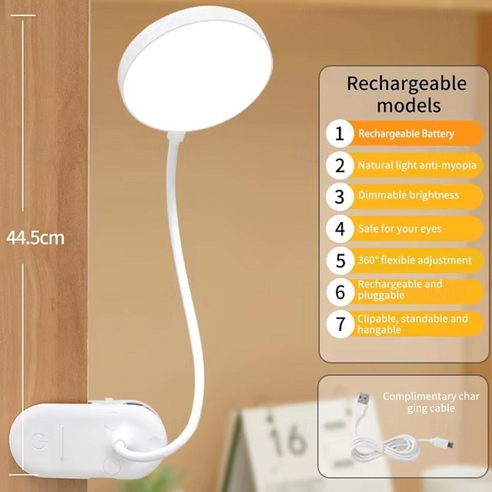 Foldable LED Desk Lamp, USB Rechargeable, 3 Modes Touch Dimming Clip-on Reading Light for Eye Protection 2025 - $10.99 –P9