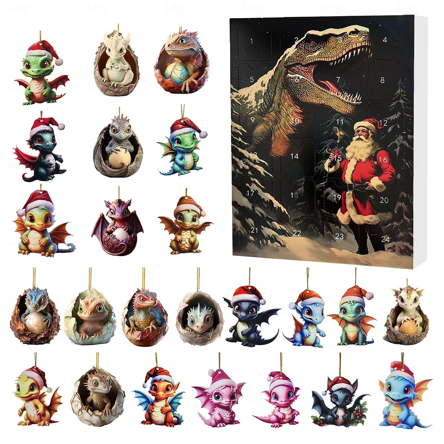 24 kpl adventtikalenteri söpö eläinkokoelma, joulu 24 päivän lähtölaskenta tytöille pojille taaperoille, adventtikalentereita yllätysjoululahjoja lapsille dinosaurusleluja 2025 - $21.99 –P3