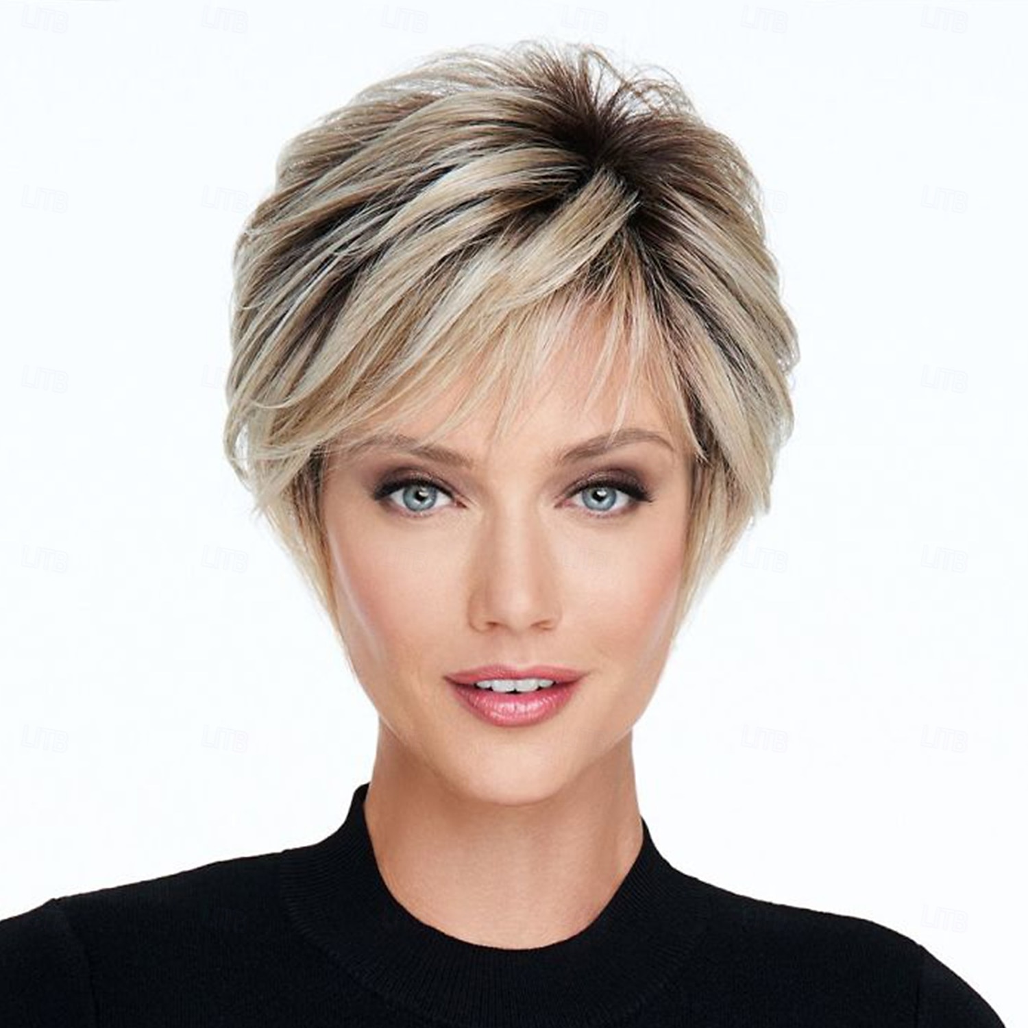 perucas loiras curtas para mulheres perucas loiras com corte pixie com franja perucas de cabelo curto em camadas retas perucas loiras claras sintéticas de aparência natural de 2025 por $20.99 –P1