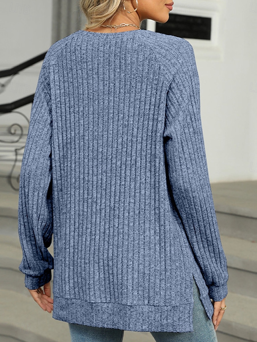 Per donna maglietta Liscio Di tendenza Moderno Informale Manica lunga Girocollo Top regolari Giornaliero Fine settimana Bottoni Rosa Blu Verde Cachi Autunno Inverno del 2025 a $29.99 –P17