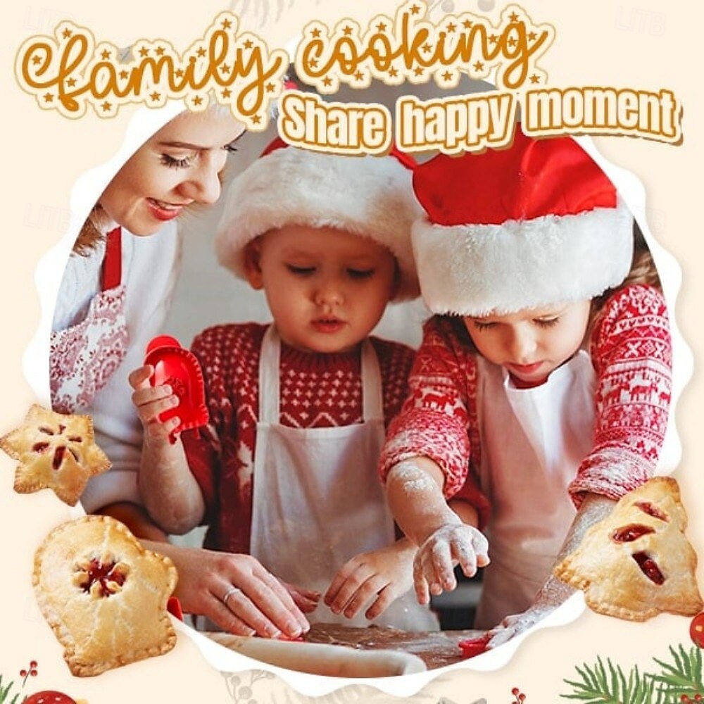 kerst one-press hand taartvormer, kerstkoekjesvormen voor appeltaart en gebak, kerstkoekjesvorm en taartkorstpersgereedschap 2025 - $6.49 –P8
