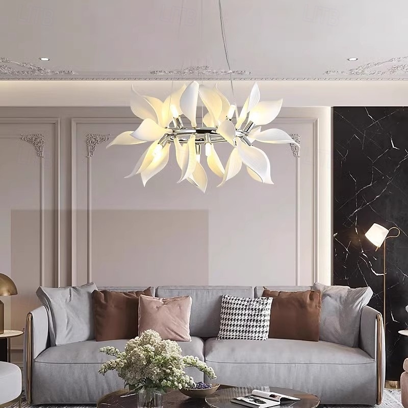 Lámpara colgante de pétalos de porcelana blanca, lámpara colgante de lujo moderna, lámpara colgante para techo, lustre 110-240v 2025 - $490.19 –P5