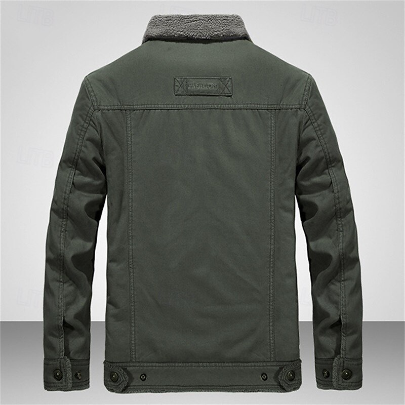 Herren Winterjacke Fleecejacke Freizeitjacke Täglich Urlaub warm Tasche Vlies Herbst Winter Glatt Modisch Strassenmode Kargen Standard Khaki Armeegrün Dunkelblau Jacken 2025 - $66.99 –P2