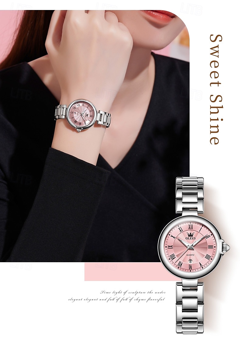 olevs 5608 luxe merk dameshorloge klassieke mode waterdicht lichtgevend kalenderhorloge elegant quartz dameshorloge 2025 - $26.99 –P6