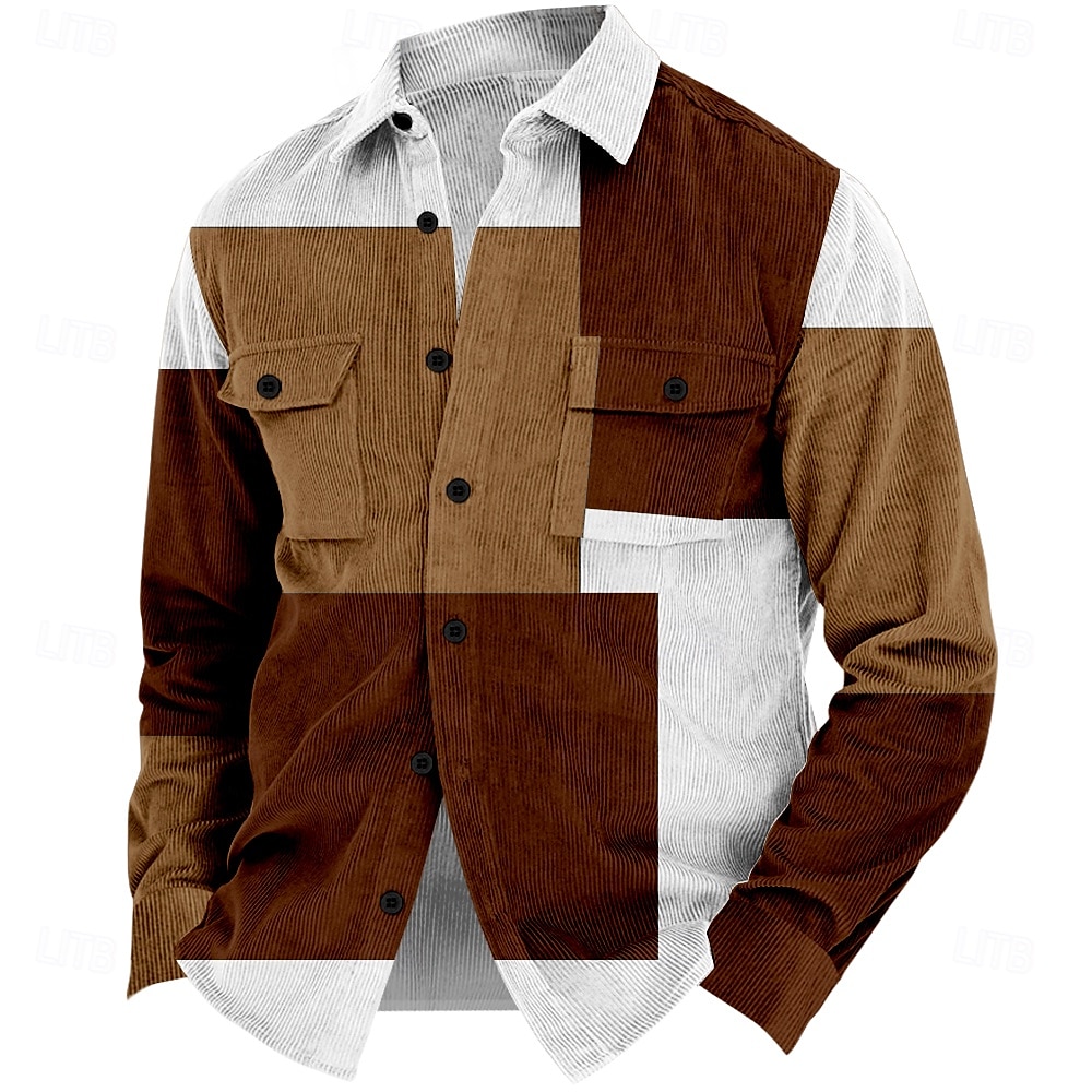 Christmas Men's Plaid Corduroy Shirt Shirt Jacket Overshirt Long Sleeve Fashion Casual Outdoor Dailywear Holiday Fall & Winter Turndown Collared Shirts Buttons 3D Print 2 Pockets 1pc Black Red Blue 2025 - $37.99 –P5