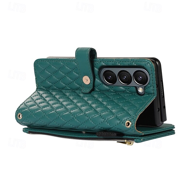 Phone Case For Z Fold 6 Z Fold 5 Z Fold 4 Z Fold 3 Flip Cover with Stand Holder Zipper with Wrist Strap Retro TPU PU Leather 2025 - $23.99 –P19