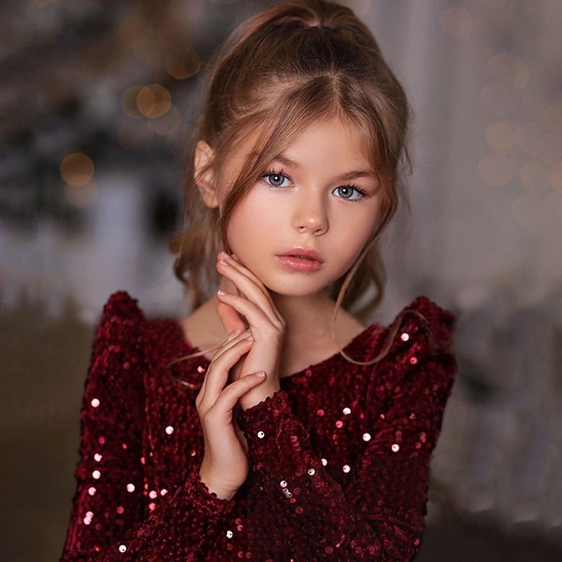 kinderkleidung Mädchen Party Kleid Feste Farbe Langarm Leistung Gitter Prinzessin Süß Gitter Mitte der Wade Etuikleid Tüll-Kleid Sommer Frühling Herbst Kinder Schwarz Wein Marineblau 2025 - $77.99 –P10